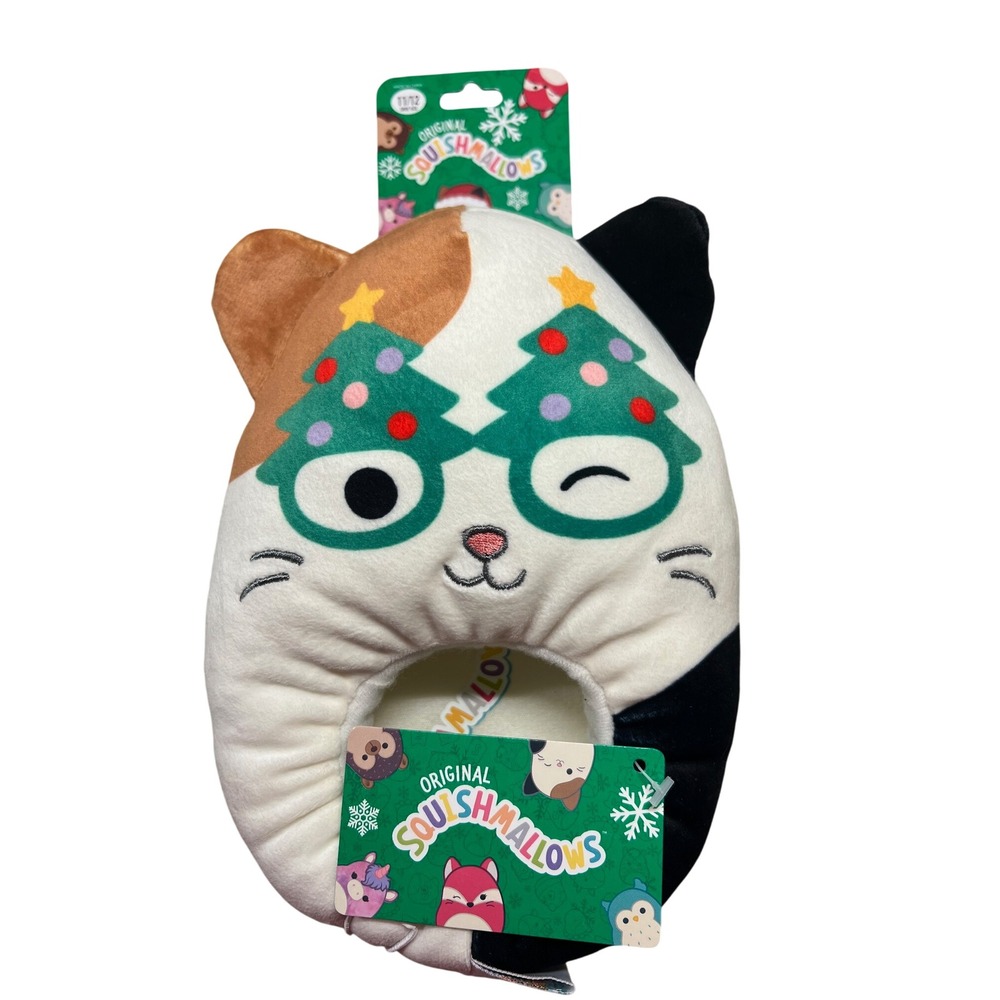 Squishmallows Kids Christmas Cat Slippers Size 11 /12 Plush Holiday‎ Cozy